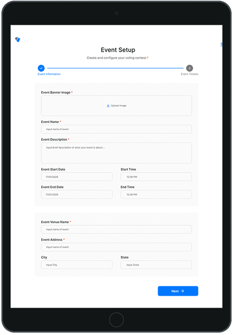 Event Creation Dashboard